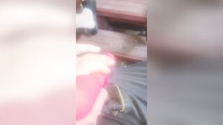 Cum with wand outside handsfree