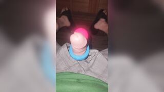 Hands-free cum outside with toy
