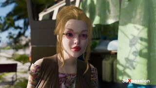 Roadside Sex Vibes in a Painted Van - Sloppy Oral, Reverse Cowgirl, Missionary & Jizz flow