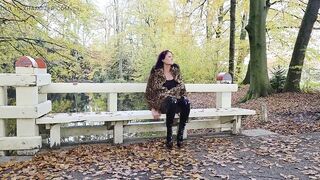 T-girl Headmistress NaomiPerv relaxing in the fall woods during the time that enjoying a smoke!