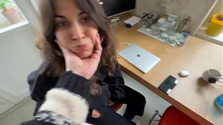 This chab uses me, screws my booty and films his cum trickling without it