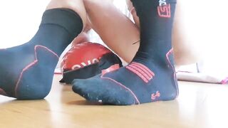 Hawt Dude in ebony socks humping Gym Vigour Bag cumming hard - anus palpitating - Hotsportfitboy