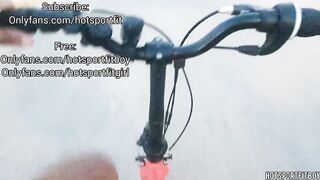 Nude Cycling and Close-Up of My Rod on Public Road