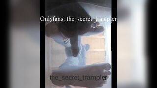 Weenie and balls puncaked below glass (preview, full clip on Onlyfans) penis trampling