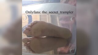 Weenie and balls puncaked below glass (preview, full clip on Onlyfans) penis trampling