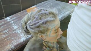 Tattoo model Anuskatzz gets teat piercings during the time that anal screw hardcore bizarre coarse sex SADOMASOCHISM fetish