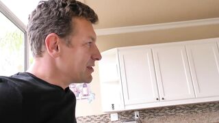 Golden-haired Babysitter Drilled In The Kitchen