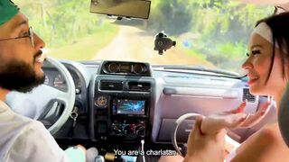 Latin babe brunette hair with a biggest round booty gets picked up and drilled by a large hard dick inside a car in her constricted soaked vagina until this babe cums!