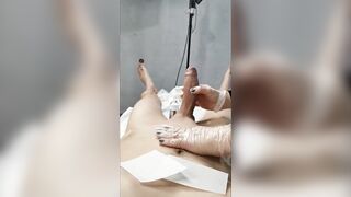 The hunk came twice during waxing Hands-free spunk flow.