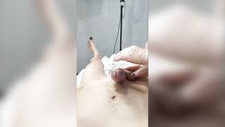The hunk came twice during waxing Hands-free spunk flow.