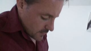 Golden-haired whore takes a large wang in the booty