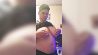 Rubbing ice all over my large breasts