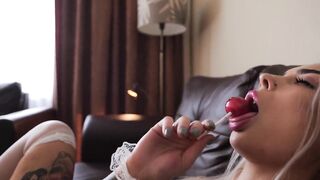 Sexy Russian beauty pleases herself with a biggest sex tool