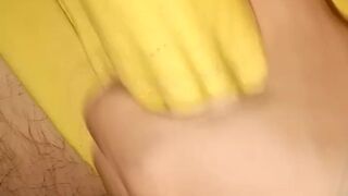 Flashing with yellow shorts