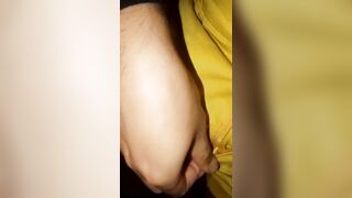 Flashing with yellow shorts