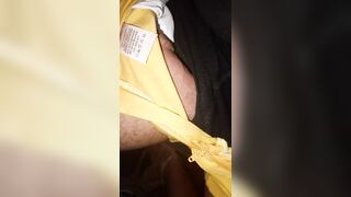 Flashing with yellow shorts