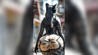 Large Butt Cat Woman with EDM (AI-generated)