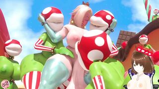 Princess Peach from Super Mario Bros has a group sex - Jazziuu