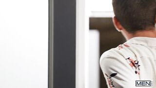 MALES - Cute Bottom Joey Mills Catches His Roommate Spikey Dee Sucking His Own Cock & Gets Lewd