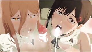 Makima gives a fellatio