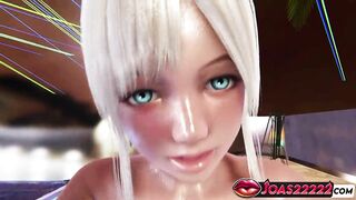 Luna the Hot Golden-haired – CG Manga Animation of Blue Bikini Enjoyment, Anal Doggy Style Sex with Widening Her Constricted Booty, and Sitting Cowgirl Near Pool