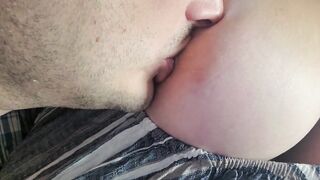 Letting my boss suck on my titties at work