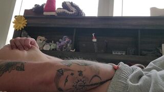 Solo masturbation climax teat play