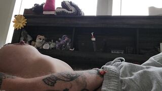 Solo masturbation climax teat play