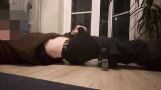 TEASER: Large penis masturbated by the balcony until cumming over myself. Clip out nineteen/11/24