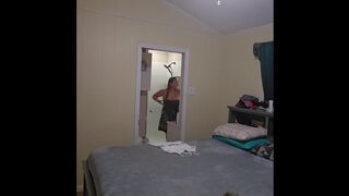 Voyeur Pawg showers, shaves and bangs herself in advance of getting willing