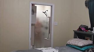 Voyeur Pawg showers, shaves and bangs herself in advance of getting willing