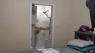 Voyeur Pawg showers, shaves and bangs herself in advance of getting willing