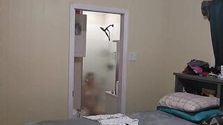 Voyeur Pawg showers, shaves and bangs herself in advance of getting willing