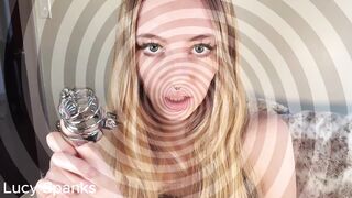 Mesmerizing Chastity Affirmations Lucy Spanks Golden-haired Femdom POV