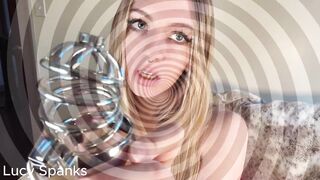 Mesmerizing Chastity Affirmations Lucy Spanks Golden-haired Femdom POV