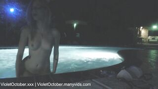 don't get caught - fingering my cunt in public pool at night no audio