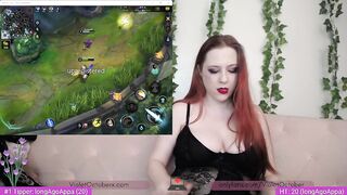 Nerdy Inked Camgirl Plays League of Legends in underware - Garen Wild Rift ha-ha-ha