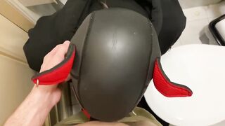 banged a ally in a public water closet and cum on his butt