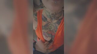 Tattooed Punk gal with pierced cunt