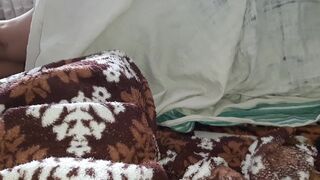 My stepmom lies next to me during the time that I masturbate beneath the blanket and try not to screech during climax