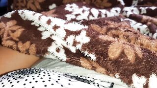 My stepmom lies next to me during the time that I masturbate beneath the blanket and try not to screech during climax