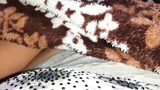 My stepmom lies next to me during the time that I masturbate beneath the blanket and try not to screech during climax