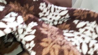 My stepmom lies next to me during the time that I masturbate beneath the blanket and try not to screech during climax