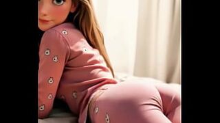 Wrapped in soft pink pajamas and morning light, Rapunzel looks as gentle as a fantasy. Her golden hair spills across the daybed like sunlight caught in fabric — warmth, comfort, and a touch of magic.