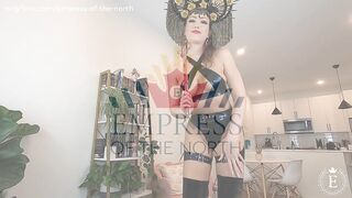 Frustrated Latex Dominatrix Feeder POV - Shaming and Food Stuffing