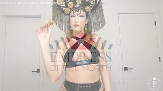 Frustrated Latex Dominatrix Feeder POV - Shaming and Food Stuffing