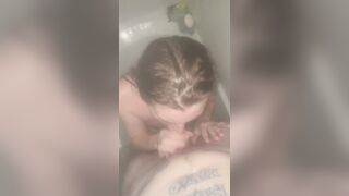 Getting him additional clean in the shower