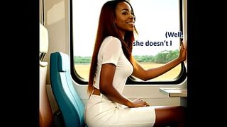 Elegant Oriental woman is sucking your weenie in a crowded teach - AI Illustrated leather porn fantasy