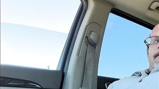 Guy masturbating and cumming in public