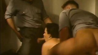 Vintage three-some anal permeated...cum in throat